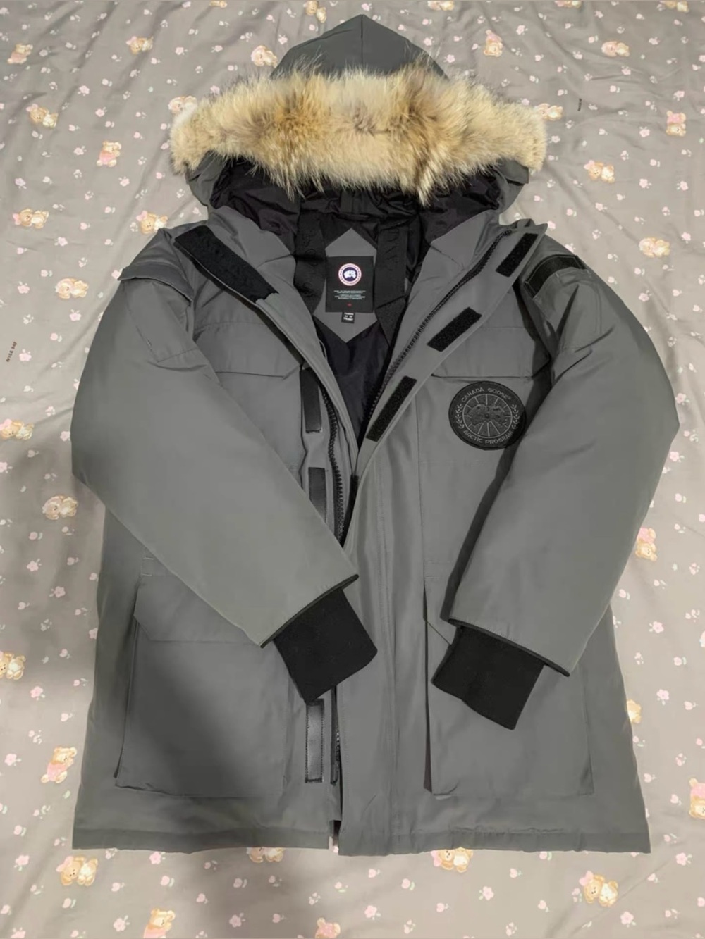 Buy Canada Goose Men's Gray Hooded Parka with Fur Trim